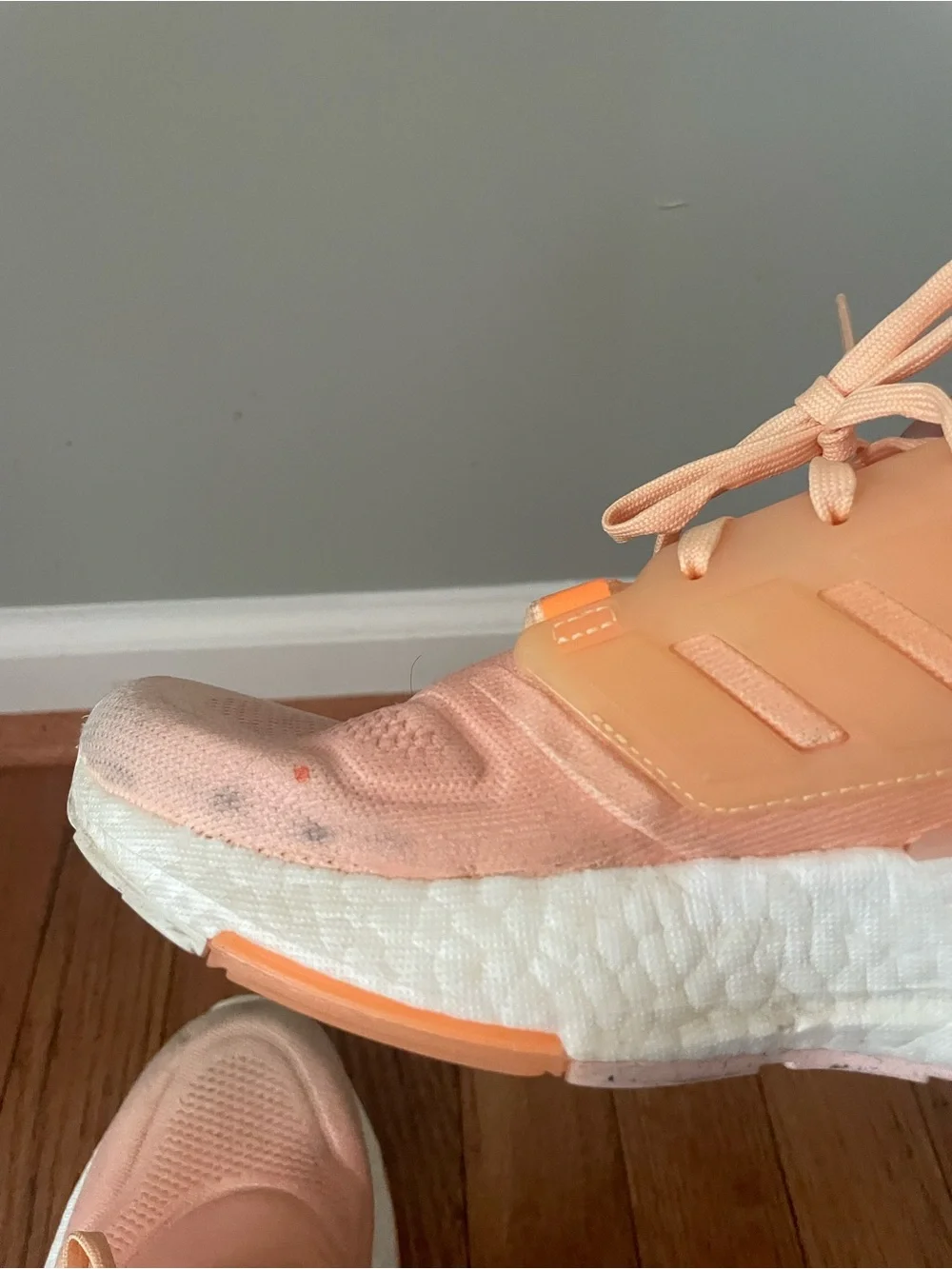 adidas Ultra Boost 22 Peach/Coral Knit Running Sneakers